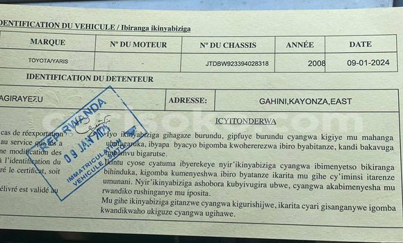 Buy Used Toyota Yaris Blue Car in Kigali in Rwanda Buy Used Toyota Yaris Blue Car in Kigali in Rwanda